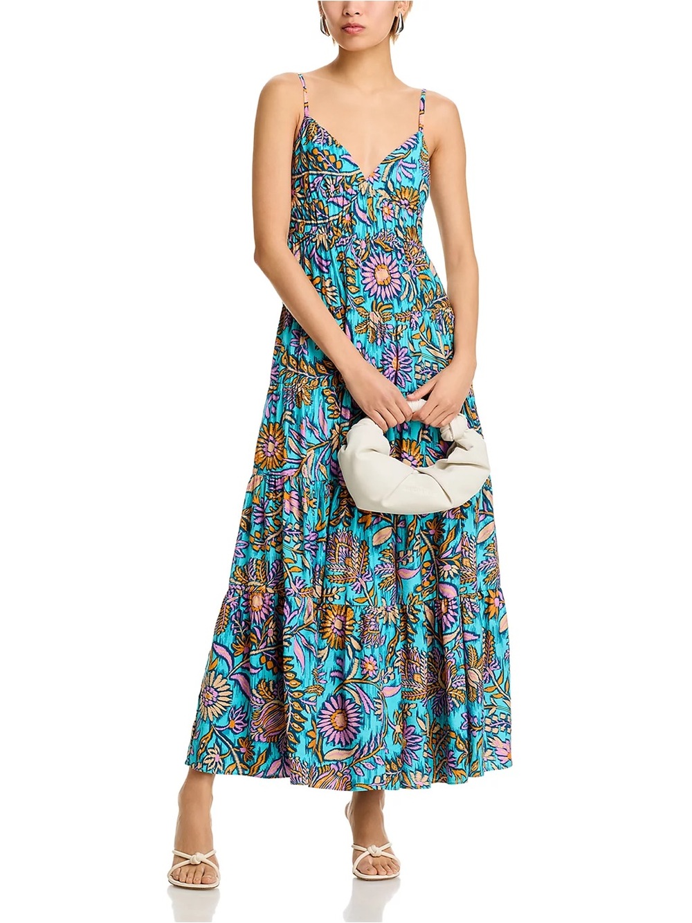 AQUA Floral Ikat Maxi Dress NWT Size [S or L] V-Neck Tiered